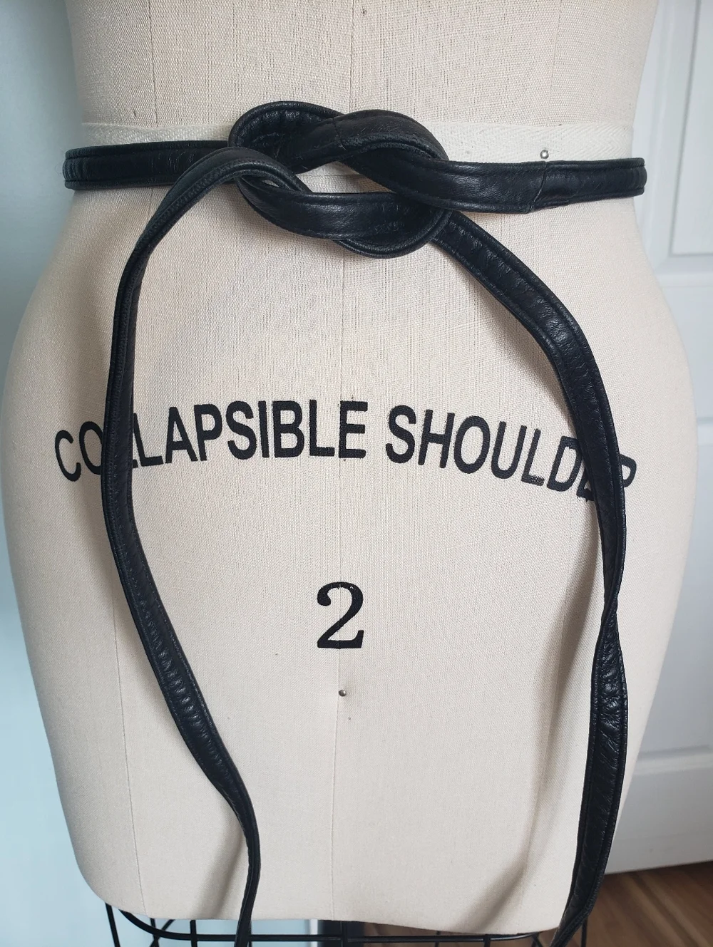 Black Leather Tie Belt, 69" - Picture 1 of 5